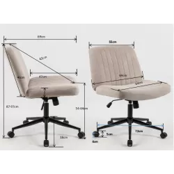 Cross Legged Office Chair, Wide Comfty Desk Chair, Fabric Vanity Home Chair,Armless Computer Task Chair with Wheels, Swivel and Height Adjustable Cross Legged Office Chair, Wide Comfty Desk Chair, Fabric Vanity Home Chair,Armless Computer Task Chair with Wheels, Swivel and Height Adjustable