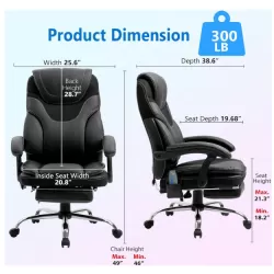 Massage Reclining Office Chair with Footrest, High Back Computer Chair Home Desk Ergonomic Executive Office Chair with Armrests, Adjustable Height.