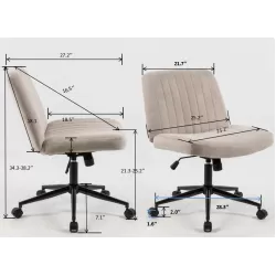 Cross Legged Office Chair, Wide Comfty Desk Chair, Fabric Vanity Home Chair,Armless Computer Task Chair with Wheels, Swivel and Height Adjustable Cross Legged Office Chair, Wide Comfty Desk Chair, Fabric Vanity Home Chair,Armless Computer Task Chair with Wheels, Swivel and Height Adjustable