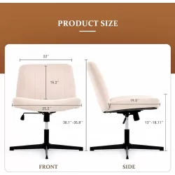 Cross Legged Office Chair, Wide Comfty Desk Chair, Fabric Vanity Home Chair No Wheels Armless Computer Task Chair, Swivel and Height Adjustable Cross Legged Office Chair, Wide Comfty Desk Chair, Fabric Vanity Home Chair No Wheels Armless Computer Task Chair, Swivel and Height Adjustable