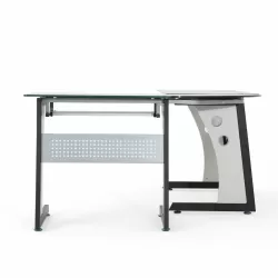 L SHAPE GLASS OFFICE DESK