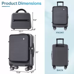 Carry-on Luggage 20 Inch Front Open Luggage Lightweight Suitcase with Front Pocket and USB Port, 1 Portable Carrying Case Carry-on Luggage 20 Inch Front Open Luggage Lightweight Suitcase with Front Pocket and USB Port, 1 Portable Carrying Case