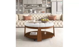   

Stylish and Functional: Modern Large Round Ottoman Coffee Table with Storage for Your Living Room