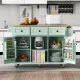 Kitchen Cart with Rubber wood Drop-Leaf Countertop ,Cabinet door internal storage racks,Kitchen Island on 5 Wheels with Storage Cabinet and 3 Drawers for Dinning Room, Mint Green Kitchen Cart with Rubber wood Drop-Leaf Countertop ,Cabinet door internal storage racks,Kitchen Island on 5 Wheels with Storage Cabinet and 3 Drawers for Dinning Room, Mint Green