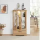 Glass Cabinet Lighted Glass Cabinet Curio Display Cabinet with Adjustable Glass Shelves 2 Doors and 1 drawer Cabinet Bulb Included OAK Glass Cabinet Lighted Glass Cabinet Curio Display Cabinet with Adjustable Glass Shelves 2 Doors and 1 drawer Cabinet Bulb Included OAK