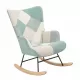 Rocking Chair with ottoman, Mid Century Fabric Rocker Chair with Wood Legs and Patchwork Linen for Livingroom Bedroom Rocking Chair with ottoman, Mid Century Fabric Rocker Chair with Wood Legs and Patchwork Linen for Livingroom Bedroom