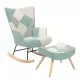 Rocking Chair with ottoman, Mid Century Fabric Rocker Chair with Wood Legs and Patchwork Linen for Livingroom Bedroom Rocking Chair with ottoman, Mid Century Fabric Rocker Chair with Wood Legs and Patchwork Linen for Livingroom Bedroom