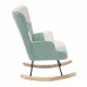 Rocking Chair with ottoman, Mid Century Fabric Rocker Chair with Wood Legs and Patchwork Linen for Livingroom Bedroom Rocking Chair with ottoman, Mid Century Fabric Rocker Chair with Wood Legs and Patchwork Linen for Livingroom Bedroom