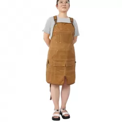 Long Heavy Duty Waxed Canvas Tool Apron, Carpenter Aprons, Woodworking Aprons, Carpenters Water-Resistant 18 Oz ,Fully Adjustable to Comfortably Fit Men and Women