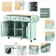 Kitchen Cart with Rubber wood Drop-Leaf Countertop ,Cabinet door internal storage racks,Kitchen Island on 5 Wheels with Storage Cabinet and 3 Drawers for Dinning Room, Mint Green Kitchen Cart with Rubber wood Drop-Leaf Countertop ,Cabinet door internal storage racks,Kitchen Island on 5 Wheels with Storage Cabinet and 3 Drawers for Dinning Room, Mint Green