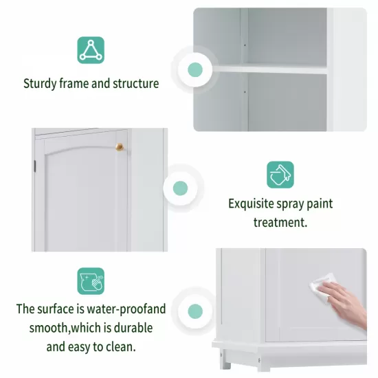 Tall Bathroom Storage Cabinet with Glass Doors, Free-Standing, Two Drawers, and Adjustable Shelves, MDF Board, Painted white - Perfect for Displaying Your Favorite Items Tall Bathroom Storage Cabinet with Glass Doors, Free-Standing, Two Drawers, and Adjustable Shelves, MDF Board, Painted white - Perfect for Displaying Your Favorite Items