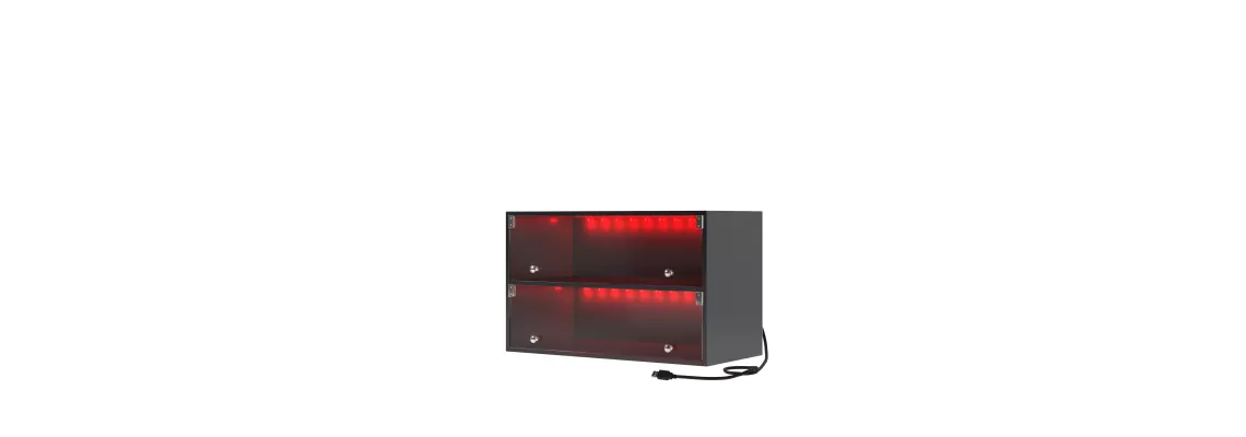 Stylish Black Glass Door Shoe Box with RGB LED Light for Sneaker Storage
Stylish Black Glass Door Shoe Box with RGB LED Light for Sneaker Storage