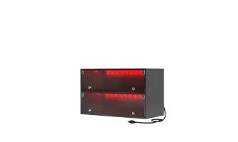   

Stylish Black Glass Door Shoe Box with RGB LED Light for Sneaker Storage