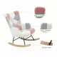 Rocking Chair with ottoman, Mid Century Fabric Rocker Chair with Wood Legs and Patchwork Linen for Livingroom Bedroom Rocking Chair with ottoman, Mid Century Fabric Rocker Chair with Wood Legs and Patchwork Linen for Livingroom Bedroom