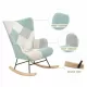 Rocking Chair with ottoman, Mid Century Fabric Rocker Chair with Wood Legs and Patchwork Linen for Livingroom Bedroom Rocking Chair with ottoman, Mid Century Fabric Rocker Chair with Wood Legs and Patchwork Linen for Livingroom Bedroom