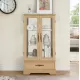 Glass Cabinet Lighted Glass Cabinet Curio Display Cabinet with Adjustable Glass Shelves 2 Doors and 1 drawer Cabinet Bulb Included OAK Glass Cabinet Lighted Glass Cabinet Curio Display Cabinet with Adjustable Glass Shelves 2 Doors and 1 drawer Cabinet Bulb Included OAK