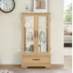 Glass Cabinet Lighted Glass Cabinet Curio Display Cabinet with Adjustable Glass Shelves 2 Doors and 1 drawer Cabinet Bulb Included OAK Glass Cabinet Lighted Glass Cabinet Curio Display Cabinet with Adjustable Glass Shelves 2 Doors and 1 drawer Cabinet Bulb Included OAK