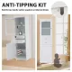 Tall Bathroom Storage Cabinet with Glass Doors, Free-Standing, Two Drawers, and Adjustable Shelves, MDF Board, Painted white - Perfect for Displaying Your Favorite Items Tall Bathroom Storage Cabinet with Glass Doors, Free-Standing, Two Drawers, and Adjustable Shelves, MDF Board, Painted white - Perfect for Displaying Your Favorite Items