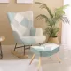 Rocking Chair with ottoman, Mid Century Fabric Rocker Chair with Wood Legs and Patchwork Linen for Livingroom Bedroom Rocking Chair with ottoman, Mid Century Fabric Rocker Chair with Wood Legs and Patchwork Linen for Livingroom Bedroom