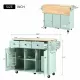 Kitchen Cart with Rubber wood Drop-Leaf Countertop ,Cabinet door internal storage racks,Kitchen Island on 5 Wheels with Storage Cabinet and 3 Drawers for Dinning Room, Mint Green Kitchen Cart with Rubber wood Drop-Leaf Countertop ,Cabinet door internal storage racks,Kitchen Island on 5 Wheels with Storage Cabinet and 3 Drawers for Dinning Room, Mint Green