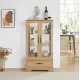Glass Cabinet Lighted Glass Cabinet Curio Display Cabinet with Adjustable Glass Shelves 2 Doors and 1 drawer Cabinet Bulb Included OAK Glass Cabinet Lighted Glass Cabinet Curio Display Cabinet with Adjustable Glass Shelves 2 Doors and 1 drawer Cabinet Bulb Included OAK