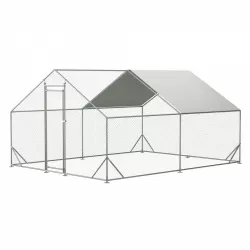 Large Metal Chicken Coop, Walk-in Chicken Run,Galvanized Wire Poultry Chicken Hen Pen Cage, Rabbits Duck Cages with Waterproof and Anti-Ultraviolet Cover for Outside(10' L x 13 W x 6.56' H)