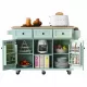 Kitchen Cart with Rubber wood Drop-Leaf Countertop ,Cabinet door internal storage racks,Kitchen Island on 5 Wheels with Storage Cabinet and 3 Drawers for Dinning Room, Mint Green Kitchen Cart with Rubber wood Drop-Leaf Countertop ,Cabinet door internal storage racks,Kitchen Island on 5 Wheels with Storage Cabinet and 3 Drawers for Dinning Room, Mint Green