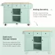 Kitchen Cart with Rubber wood Drop-Leaf Countertop ,Cabinet door internal storage racks,Kitchen Island on 5 Wheels with Storage Cabinet and 3 Drawers for Dinning Room, Mint Green Kitchen Cart with Rubber wood Drop-Leaf Countertop ,Cabinet door internal storage racks,Kitchen Island on 5 Wheels with Storage Cabinet and 3 Drawers for Dinning Room, Mint Green