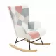 Rocking Chair with ottoman, Mid Century Fabric Rocker Chair with Wood Legs and Patchwork Linen for Livingroom Bedroom Rocking Chair with ottoman, Mid Century Fabric Rocker Chair with Wood Legs and Patchwork Linen for Livingroom Bedroom
