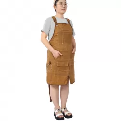 Long Heavy Duty Waxed Canvas Tool Apron, Carpenter Aprons, Woodworking Aprons, Carpenters Water-Resistant 18 Oz ,Fully Adjustable to Comfortably Fit Men and Women