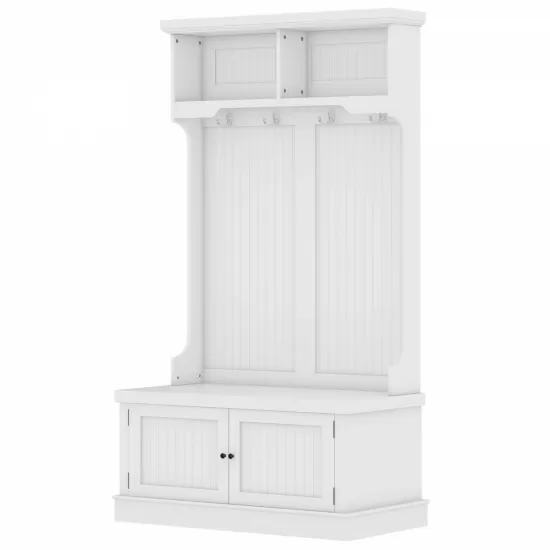 Hall Tree with Storage Shoe Bench for Entryway and Hallway, 4-in-1 Design Coat Racks with 4 Hooks for Living Room, White(Old SKU: W1307113678) Hall Tree with Storage Shoe Bench for Entryway and Hallway, 4-in-1 Design Coat Racks with 4 Hooks for Living Room, White(Old SKU: W1307113678)