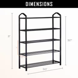 YSSOA 5-Tier Stackable Shoe Rack, 15-Pairs Sturdy Shoe Shelf Storage , Black Shoe Tower for Bedroom, Entryway, Hallway, and Closet