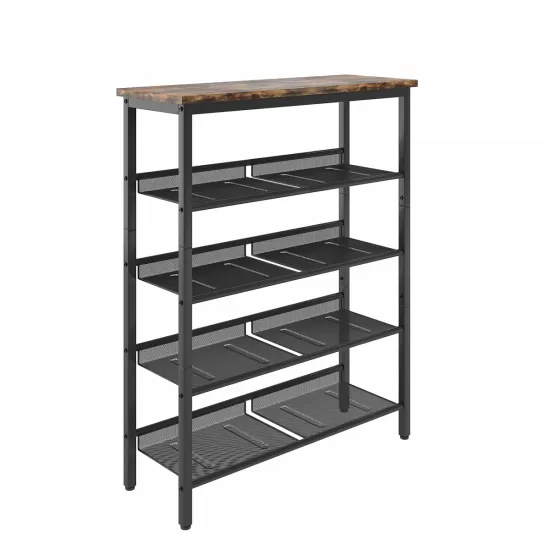 Industrial shoe rack, adjustable country style 5-layer shoe rack storage rack, with 4 mesh shelves, suitable for entrance, living room, bedroom and porch Industrial shoe rack, adjustable country style 5-layer shoe rack storage rack, with 4 mesh shelves, suitable for entrance, living room, bedroom and porch