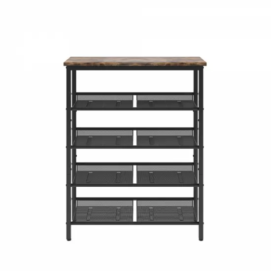 Industrial shoe rack, adjustable country style 5-layer shoe rack storage rack, with 4 mesh shelves, suitable for entrance, living room, bedroom and porch Industrial shoe rack, adjustable country style 5-layer shoe rack storage rack, with 4 mesh shelves, suitable for entrance, living room, bedroom and porch