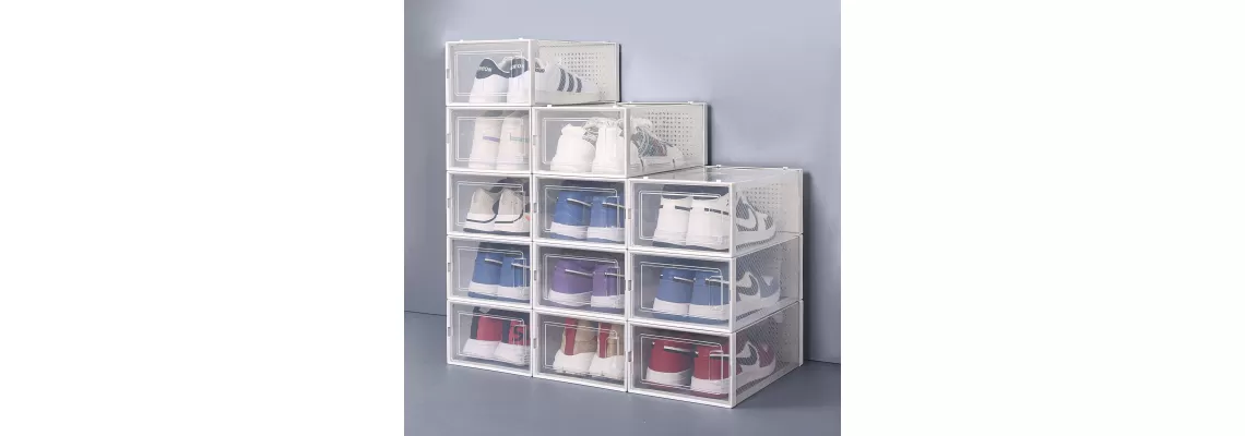 12 Clear Plastic Shoe Storage Boxes - Stackable & Transparent Home Organizer 12 Clear Plastic Shoe Storage Boxes - Stackable & Transparent Home Organizer