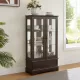 Glass Cabinet Lighted Glass Cabinet Curio Display Cabinet with Adjustable Glass Shelves 2 Doors and 1 drawer Cabinet Bulb Included Cherry Glass Cabinet Lighted Glass Cabinet Curio Display Cabinet with Adjustable Glass Shelves 2 Doors and 1 drawer Cabinet Bulb Included Cherry