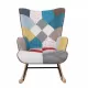 Rocking Chair with ottoman, Mid Century Fabric Rocker Chair with Wood Legs and Patchwork Linen for Livingroom Bedroom Rocking Chair with ottoman, Mid Century Fabric Rocker Chair with Wood Legs and Patchwork Linen for Livingroom Bedroom