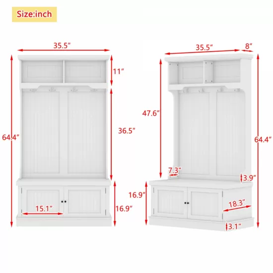 Hall Tree with Storage Shoe Bench for Entryway and Hallway, 4-in-1 Design Coat Racks with 4 Hooks for Living Room, White(Old SKU: W1307113678) Hall Tree with Storage Shoe Bench for Entryway and Hallway, 4-in-1 Design Coat Racks with 4 Hooks for Living Room, White(Old SKU: W1307113678)