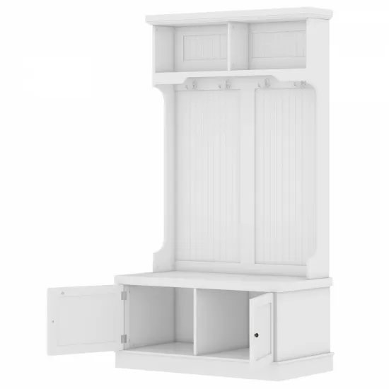 Hall Tree with Storage Shoe Bench for Entryway and Hallway, 4-in-1 Design Coat Racks with 4 Hooks for Living Room, White(Old SKU: W1307113678) Hall Tree with Storage Shoe Bench for Entryway and Hallway, 4-in-1 Design Coat Racks with 4 Hooks for Living Room, White(Old SKU: W1307113678)