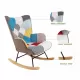 Rocking Chair with ottoman, Mid Century Fabric Rocker Chair with Wood Legs and Patchwork Linen for Livingroom Bedroom Rocking Chair with ottoman, Mid Century Fabric Rocker Chair with Wood Legs and Patchwork Linen for Livingroom Bedroom