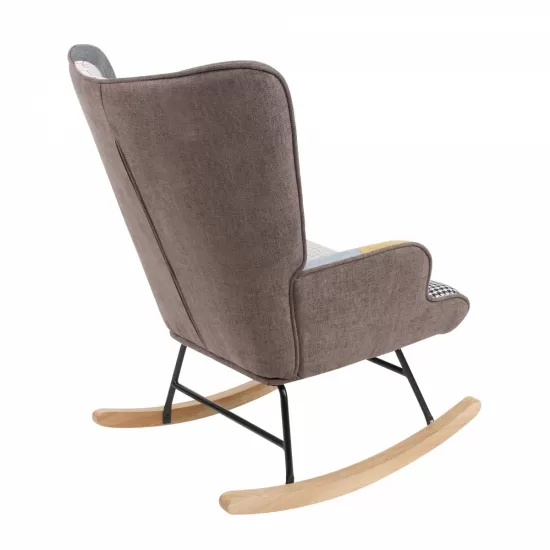 Rocking Chair with ottoman, Mid Century Fabric Rocker Chair with Wood Legs and Patchwork Linen for Livingroom Bedroom Rocking Chair with ottoman, Mid Century Fabric Rocker Chair with Wood Legs and Patchwork Linen for Livingroom Bedroom