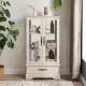 Glass Cabinet Lighted Glass Cabinet Curio Display Cabinet with Adjustable Glass Shelves 2 Doors and 1 drawer Cabinet Bulb Included White Glass Cabinet Lighted Glass Cabinet Curio Display Cabinet with Adjustable Glass Shelves 2 Doors and 1 drawer Cabinet Bulb Included White