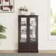 Glass Cabinet Lighted Glass Cabinet Curio Display Cabinet with Adjustable Glass Shelves 2 Doors and 1 drawer Cabinet Bulb Included Cherry Glass Cabinet Lighted Glass Cabinet Curio Display Cabinet with Adjustable Glass Shelves 2 Doors and 1 drawer Cabinet Bulb Included Cherry
