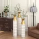 Floor Metal Vases Decorated White Metal vases Set of 3 gorgeous home decoration large glazed metal vases 24in/28.7in/33.5in height