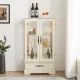 Glass Cabinet Lighted Glass Cabinet Curio Display Cabinet with Adjustable Glass Shelves 2 Doors and 1 drawer Cabinet Bulb Included White Glass Cabinet Lighted Glass Cabinet Curio Display Cabinet with Adjustable Glass Shelves 2 Doors and 1 drawer Cabinet Bulb Included White
