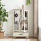 Glass Cabinet Lighted Glass Cabinet Curio Display Cabinet with Adjustable Glass Shelves 2 Doors and 1 drawer Cabinet Bulb Included White Glass Cabinet Lighted Glass Cabinet Curio Display Cabinet with Adjustable Glass Shelves 2 Doors and 1 drawer Cabinet Bulb Included White