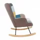 Rocking Chair with ottoman, Mid Century Fabric Rocker Chair with Wood Legs and Patchwork Linen for Livingroom Bedroom Rocking Chair with ottoman, Mid Century Fabric Rocker Chair with Wood Legs and Patchwork Linen for Livingroom Bedroom