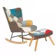 Rocking Chair with ottoman, Mid Century Fabric Rocker Chair with Wood Legs and Patchwork Linen for Livingroom Bedroom Rocking Chair with ottoman, Mid Century Fabric Rocker Chair with Wood Legs and Patchwork Linen for Livingroom Bedroom