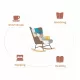Rocking Chair with ottoman, Mid Century Fabric Rocker Chair with Wood Legs and Patchwork Linen for Livingroom Bedroom Rocking Chair with ottoman, Mid Century Fabric Rocker Chair with Wood Legs and Patchwork Linen for Livingroom Bedroom