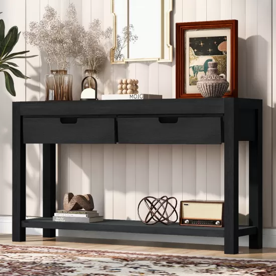U_STYLE Console Table Entryway Table for Hallway Living Room with 2 Drawers and 1 Shelf U_STYLE Console Table Entryway Table for Hallway Living Room with 2 Drawers and 1 Shelf